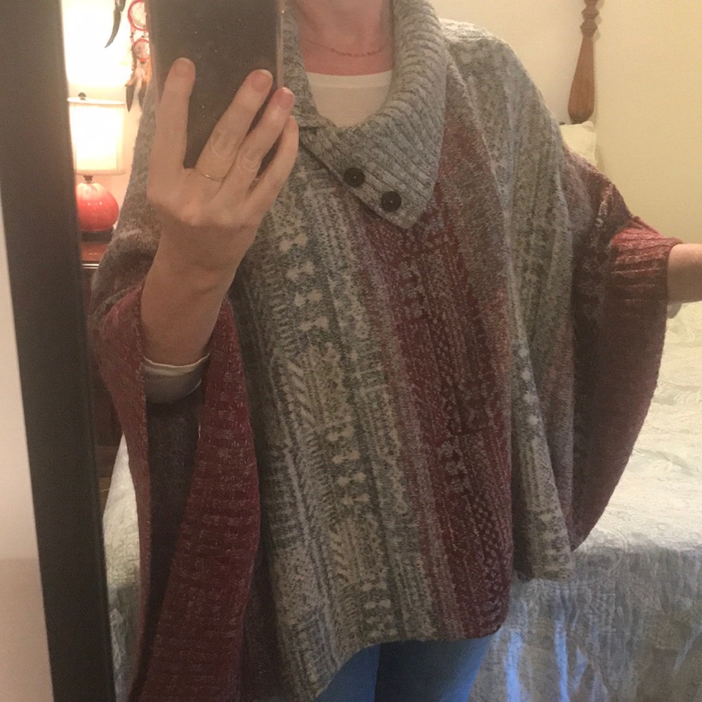 Free People Pancho button collar sweater